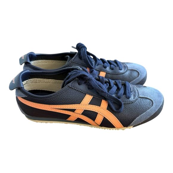 Onitsuka Tiger MEXICO 66 Sneakers Women Sz US 7.5 EU 39 Navy Blue Orange Leather - Picture 6 of 10